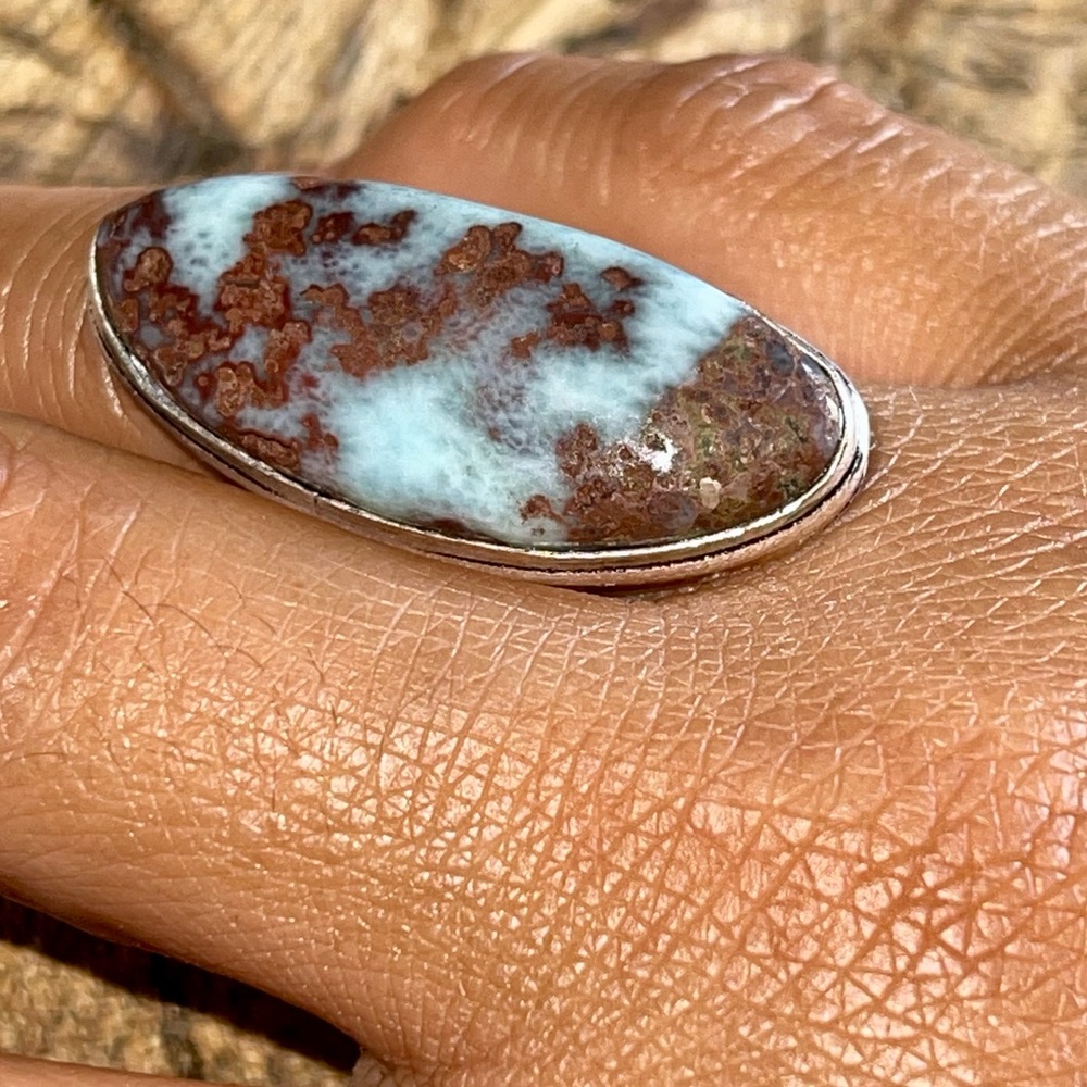 Beautiful Caribbean Larimar Ring Size 10